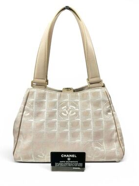 Chanel Beige Nylon & Leather Travel Line Shoulder Bag